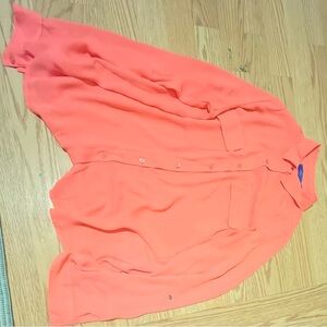 Women's Coral Button-Up Blouse